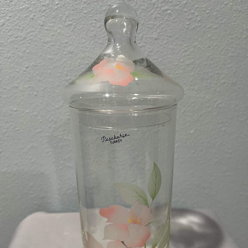 Vintage hand painted canister with lid